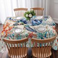 thumbnail image 3 of Coastal Sea Turtle Table Cloth Waterproof Tablecloths, Rustic Vintage Nautical Starfish Coral Tablecloth Dining Table Cover for Kitchen Party Tabletop Outdoor, Rectangle Tablecloth 60x102 Inch, 3 of 9
