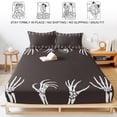 thumbnail image 5 of Cal.King Size Fitted Sheet Set - Halloween 3 Piece Bedding Sets 16" Deep Pocket Fitted Sheet with 2 Pillowcases, Brown Country Spooky Skeleton Hands Brushed Microfiber Hotel Luxury Bed Sheets, 5 of 9