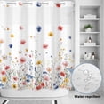 thumbnail image 2 of No Hook Shower Curtain, Blue Flowers Shower Curtains for Bathroom with See Through Top Window, Pink Watercolor Botanical Garden Floral Waterproof & Washable Bath Curtain Long 72"x78", 2 of 9