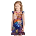 thumbnail image 1 of Fotbe Rooster Oil Painting Vestido de Dormir para Niñas de 3 a 10 Años, Mangas Cortas, Estilo Princesa, Pijama Camisón con Mangas Voladas-Large, 1 of 6