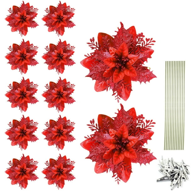 Decoraciones Flores Brillantes 12 Piezas 14 Cm Con Clips para Fiestas Y Festivales