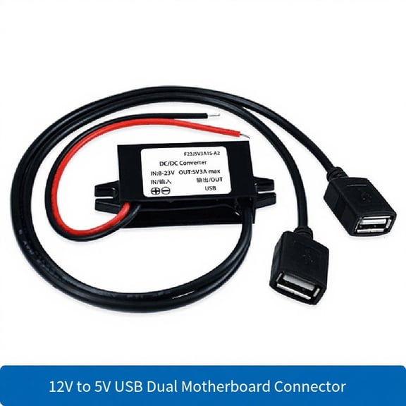 Dc Voltage Converter 12V To 5V Usb Dual Port 3A Output For Boats And Rvs