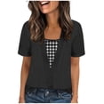 thumbnail image 1 of Camisas Y Tops de Verano de Mujer Moda Casual Cuello Redondo Camisas de Satén Camisas de Color Sólido para Mujeres, 1 of 5