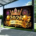thumbnail image 2 of Tapiz para colgar en la pared, corona dorada de feliz año nuevo 2026, 180 x 115 cm, 2 of 2