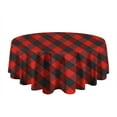 thumbnail image 5 of Red Black Checkerboard Checkered Pattern Round Tablecloth 60"x60",Wrinkle Wipeable Table Cloth for Kitchen Dining Room Picnic Patio Party, 5 of 6