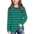 thumbnail image 2 of yillto Girls Striped Long Sleeve Shirts Drop Shoulder Casual Fashionable Crewneck Blouse Tee Tops, 2 of 7