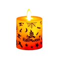 thumbnail image 1 of 3 Pcs Halloween Orange Flameless Candles Battery Operated Wax Candles Graffiti Pattern Electronic Battery Light Flickering Flame, 1 of 5