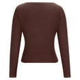 thumbnail image 6 of Zedker Women's Cardigans Sweaters Open Front Knit Cropped Sweaters Fall V Neck Long Sleeve Button Down Jacket Tops Coffee M, 6 of 7