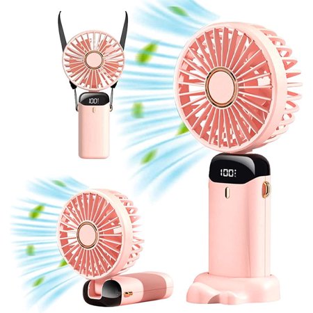 

Portable Handheld Fan Homlike Personal Cooling Hanging Neck Fan 5 Speed with LED Display 90°Adj USB Rechargeable Mini Desk Fans for Home Office Travel