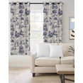 thumbnail image 2 of Farmhouse Country Blackout Curtains for Bedroom/Living Room, Thermal Insulated Kitchen Curtains, Vintage Blue French Garden Horse Swan Grommet Darkening Window Treatment Drapes 52"x63"x2, 2 of 8