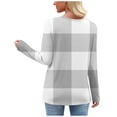 thumbnail image 6 of jobturf Long Sleeve Tunic Tops for Women Dressy Casual Asymmetric Square Neck Plaid Shirts Fall Spring Fashion Decorative Buttons Blouses, 6 of 8