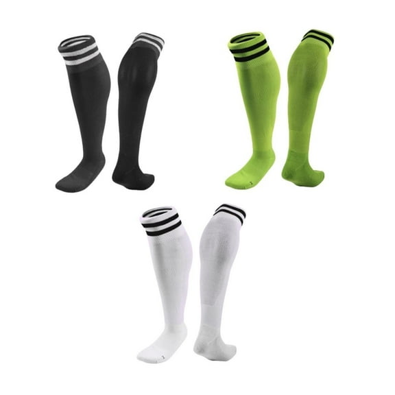 Lian LifeStyle 3 Pairs Knee High Sports Socks for Soccer, Softball, Baseball, Soccer, and Many Other Sports XL002 Size M (Black,Green,White)
