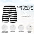 thumbnail image 3 of Men's 2 in 1 Swim Trunks with Compression Liner Black And White Stripe Quick Dry Beach Shorts, 3 of 6