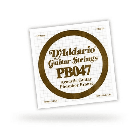 D'Addario PB047 Phosphor Bronze Wound Acoustic Guitar Single String, 047