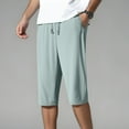 thumbnail image 2 of TBWNWG Men's Ice Silk 3/4 Pants Summer Lightweight Loose Fit Casual Sports Shorts Plus Size Comfortable Relaxed Trousers For Men,Size L, 2 of 5