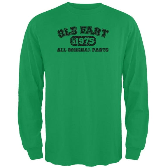 Old Fart Original Parts 1975 Funny Green Adult Long Sleeve T-Shirt - Large