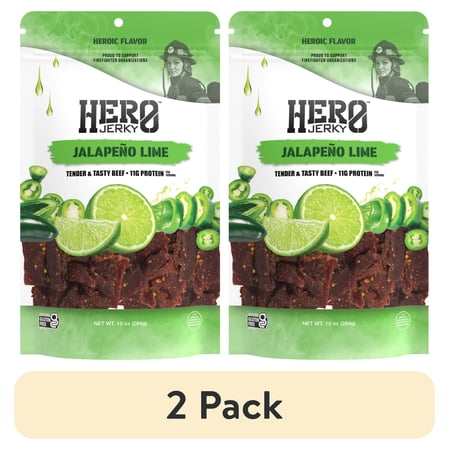 (2 pack) Hero Jalapeno Lime Beef Jerky 10oz Resealable Bag