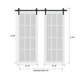 thumbnail image 6 of Sturdy Double Barn Door with Frosted Glass 3 Lites | Lucia 4070 White Silk | 13FT Rail Hangers Heavy Set | Solid Panel Interior Doors-36" x 84"-Black Rail, 6 of 6