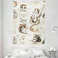 thumbnail image 3 of Ambesonne Cat Tapestry Wall Hanging, Vintage Smiling Blue Eyed Kitty, 60"x80", Ivory Pale Brown Grey, 3 of 3