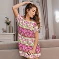 thumbnail image 3 of Honeii Flowers Print Women's Loose Short Sleeve Nightgown, Soft Cotton Sleepwear, Comfy Loose Fit Pajama Dress for Sleep and Lounge, 3 of 6