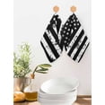 thumbnail image 2 of Black White Kitchen Dish Towels for Drying Dishes Set of 4, Retro Stars Stripes Flag Shabby Chic Texture Waffle Weave Microfiber Hand Tea Bathroom Towels Quick Dry & Absorbent Towel 12x12, 2 of 7