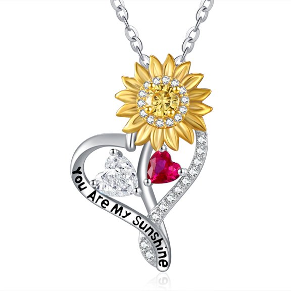 Sunflower Gifts for Women Birthstone necklace S925 sterling silver