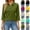 25# Army Green, variant on Womens Button Down Shirts Casual Lapel 3/4 Sleeve Solid Color Shirts Tennis Golf Business Casual Polo Shirts with Pocket Purple M