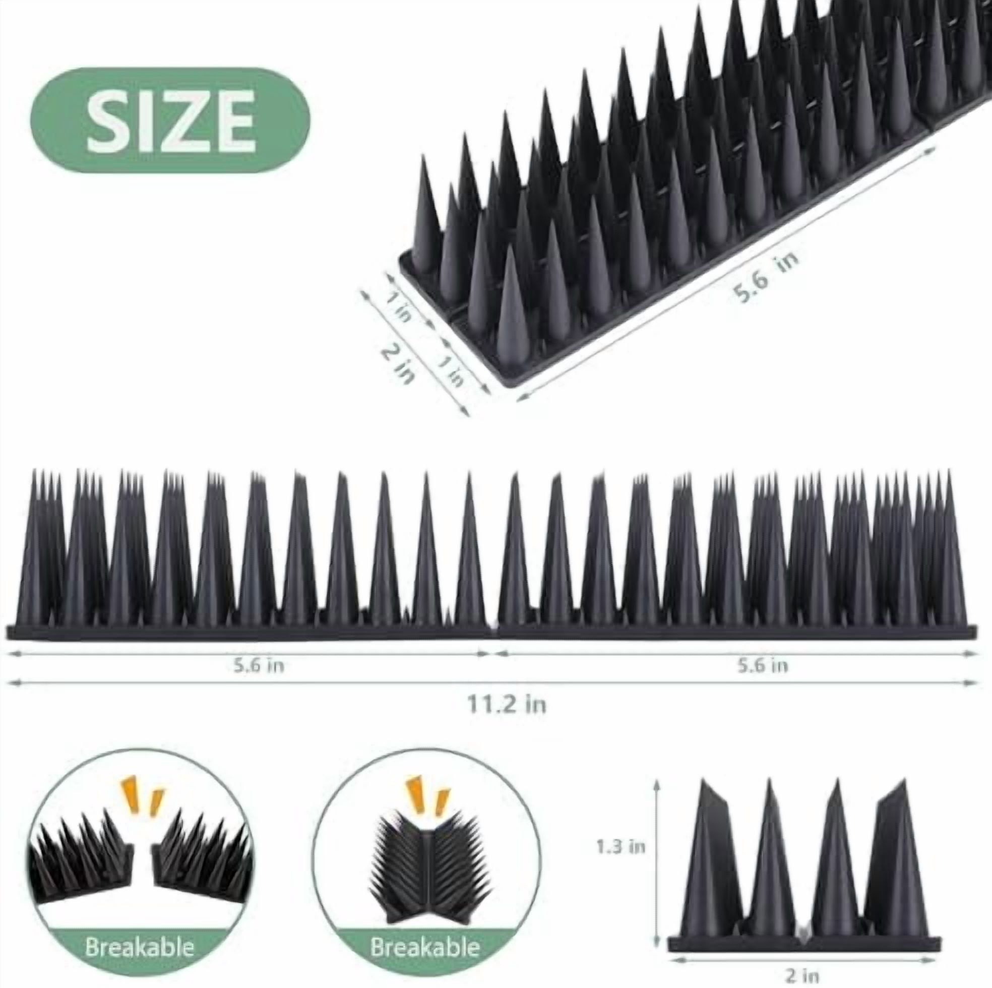 Bird Spikes, 20 Pack Bird Guard Spikes for Squirrel Cat Raccoon and Other Small Animals, Pigeon Spikes for Outdoor Fences and Roofs, Durable Plastic Bird Barrier Strips