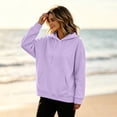 thumbnail image 6 of Nestiefly Womens Hoodie Sweatshirt Oversized Lightweight Loose Long Sleeve Pullover Hooded Sweatshirt With Pockets Light Purple L, 6 of 6