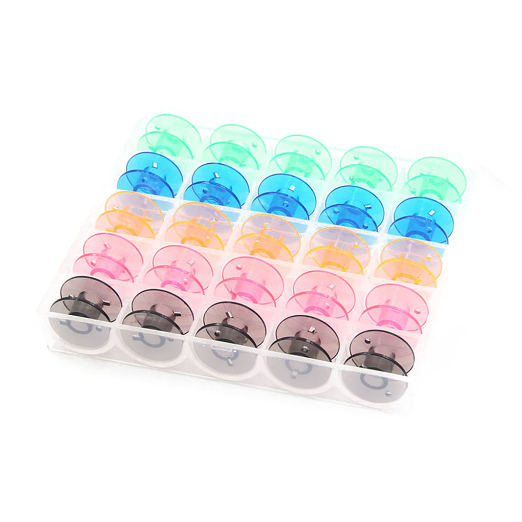 25pcs BoxPacked Coloured Plastic Lovely bobbin case Bobbins Colorful