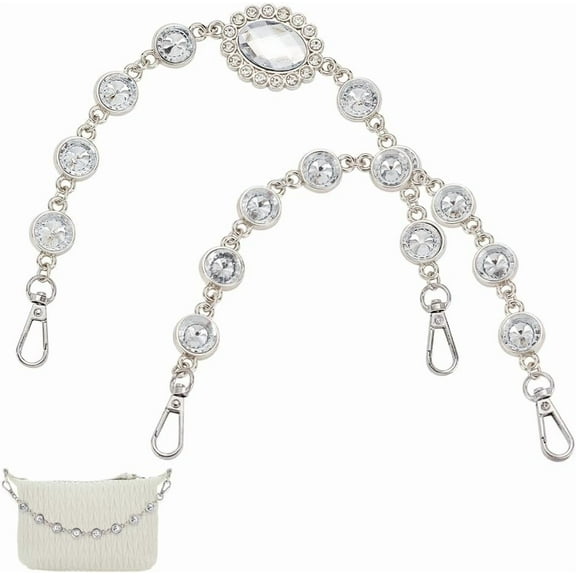 2 Pcs Rhinestone Bag Strap Extender - 2 Styles Chain Purse Strap Replacement DIY Extender for Handbag Clutch