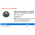 thumbnail image 2 of Engine Harmonic Balancer - Compatible with 1992 - 1993 Toyota Camry 3.0L V6, 2 of 2