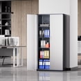 thumbnail image 7 of DNA Motoring 72" Gray/White Lockable Metal Storage Wardrobe Cabinet w/ Hanging Rod & 4 Shelve, 7 of 7