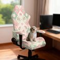 thumbnail image 2 of SCRAWLGOD Rose Cup Diamond Plaid Print Green Pink Set of 4 Gaming Chair Covers with Armrest Covers Elastic Universal Fit Gaming Chair Slip Cover Set Dustproof Rotating Armchair Slipcovers, 2 of 7