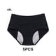 thumbnail image 4 of Guardurnaity Bragas menstruales a prueba de fugas de cintura alta, 5 piezas, entrepierna de algodón de doble capa para una protección completa Ropa interior Negro 4XL+5 piezas., 4 of 6