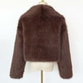 thumbnail image 5 of Womens Winter Faux Fur Coats Fleece Cropped Jacket Lapel Open Front Long Sleeve Shaggy Warm Outerwear Fall Clothes, 5 of 7