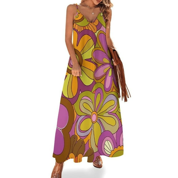 Nostalgic Vintage Floral Sleeveless Dress for Women Clothing Female Women's Summer Skirt