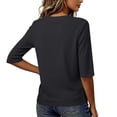 thumbnail image 4 of Qwertyu Sweater for Women Summer 2026 Short Sleeve V Neck Pullover Top Business Casual Knit Fall Clothes Black M, 4 of 5