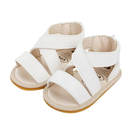 

zuwimk Toddler Sandals Girl Baby Boys Girls Summer Sandals Non-Slip Soft Sole Infant Slippers Cotton Crib Shoes for Toddler First Walkers White
