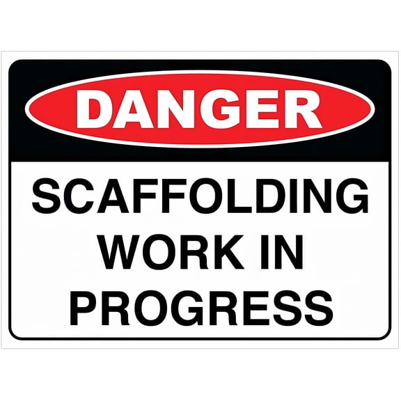 Danger Scaffolding Work in Progress Sign - 8"x12" Workplace Metal Tin Sign for Industrial Commercial Use