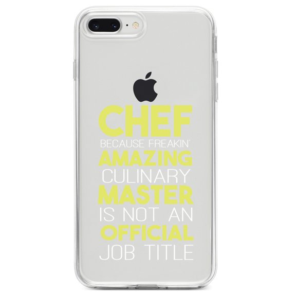 DistinctInk Clear Shockproof Hybrid Case for iPhone 7 PLUS / 8 PLUS (5.5" Screen) TPU Bumper Acrylic Back Tempered Glass Screen Protector - Chef Amazing Culinary Master