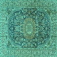 thumbnail image 1 of Ahgly Company Indoor Square Medallion Turquoise Blue Traditional Area Rugs, 6' Square, 1 of 4