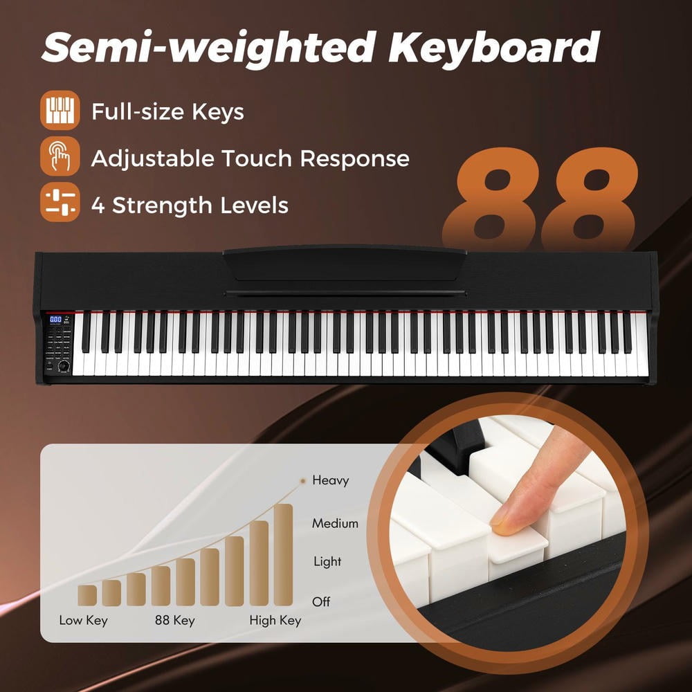 Barara King Portable Music Keyboard Piano with Adjustable Stand for Toddlers Boys Girls, Beginner, Black