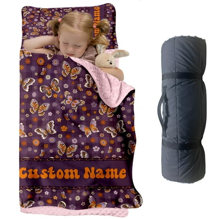 AOLOA Personalized Butterfly Nap Mat With Custom Name in Purple. Includes Pillow and Blanket for Daycare and Preschool. Convenient and Washable.(Cushions + Pillows22.5 x55 +Blanket size: 33.5 x 45 ) AOLOA Personalized Butterfly Nap Mat With Custom Name in Purple. Includes Pillow and Blanket for Daycare and Preschool. Convenient and Washable.(Cushions + Pillows22.5 x55 +Blanket size: 33.5 x 45 )