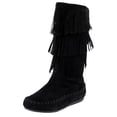 thumbnail image 2 of New Girls Suede Fringe Tassel Moccasin Faux Suede Fashion Children Boots Shoes (Black-Dense, 3 Little Kid), 2 of 3