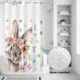 thumbnail image 4 of No Hook Shower Curtain with Built-in Rings - Floral Bunny Easter Washable Waterproof Fabric Bathroom Curtains for Hotel,Rentals, Stall 36 X 72 Inch , Color Polka Dot Pattern White, 4 of 9