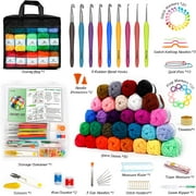 103 PCS Crochet Kit with Crochet Hooks Yarn Set, Premium Bundle Includes 1650 Yards Acrylic Yarn Skeins Balls, Needles, Accessories, Bag, Ideal Starter Pack for Adults Beginner Professionals