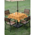 thumbnail image 5 of Square Outdoor Tablecloth with Umbrella Hole Spring Floral Outside Table Cloth Waterproof Patio Table Cover Orange Country Retro Botanical Pastoral Zipper Tablecloths for Picnic Camping 60x60 Inch, 5 of 8