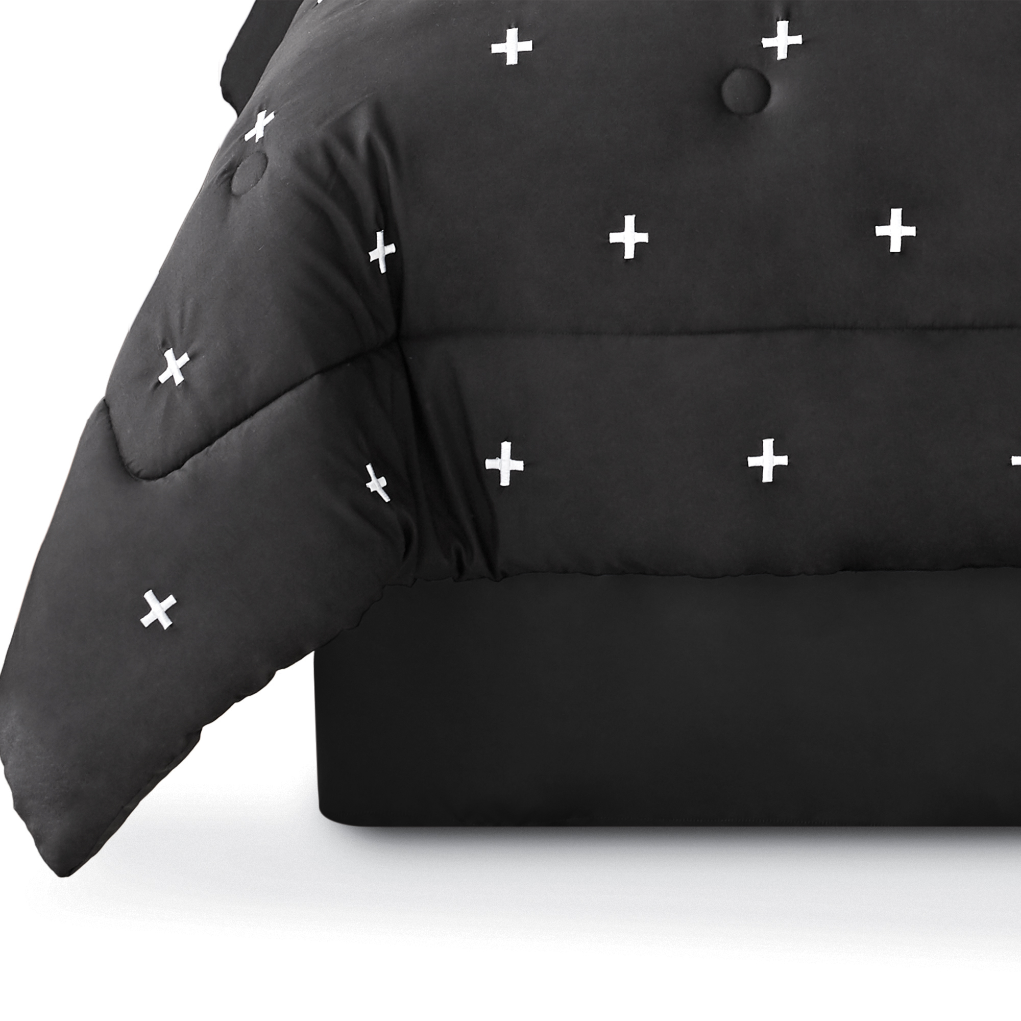 Mainstays 7-Piece Black Embroidered Bedding Comforter Set, King - image 5 of 6