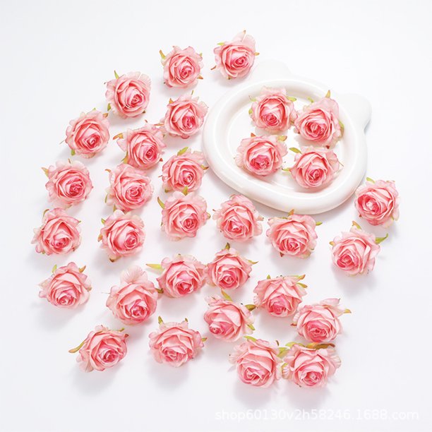 Cabeza de flor de seda, decoración floral artificial, material artesanal, elegante decoración del hogar, para bodas, cabeza de flor artificial, suministros para manualidades, planta